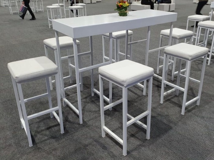 Mobiliario para Eventos - Mesa Bar Branco X6 - DECOFES E.I.R.L