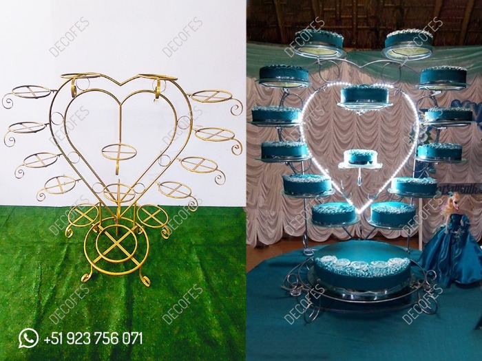 Mobiliario para Eventos - Подставка для торта с моделью сердца - DECOFES E.I.R.L