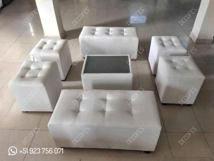 Mobiliario para Eventos - Sala Lounge Blanco x 8 - DECOFES E.I.R.L