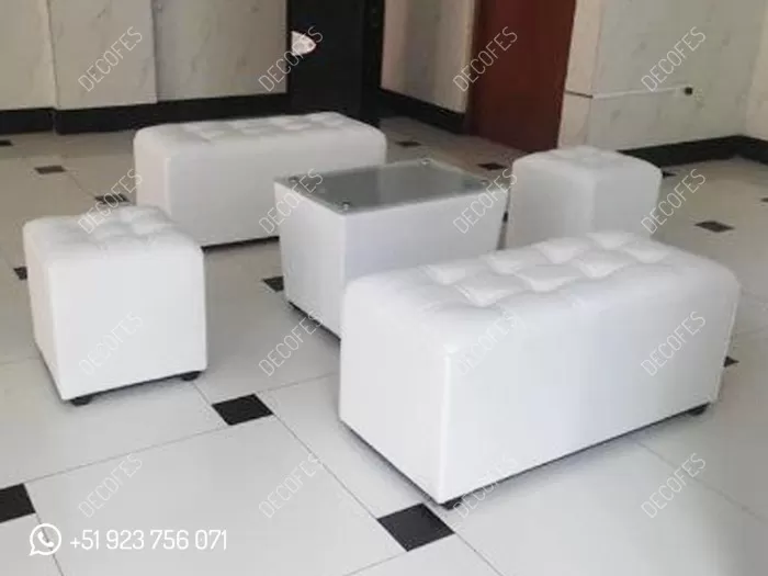 Sala Lounge Blanco x 6 - Mueble Vintage, muebles Rústicos y Salas Longe para Fiestas y Eventos