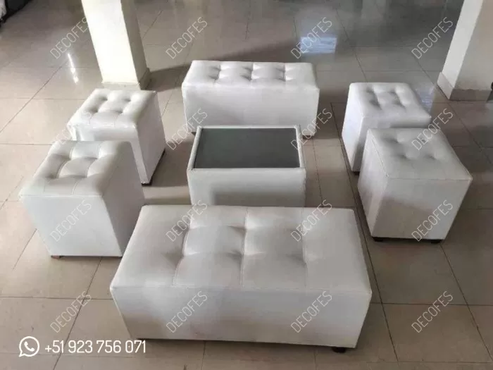 Sala Lounge Blanco x 8 - Mueble Vintage, muebles Rústicos y Salas Longe para Fiestas y Eventos